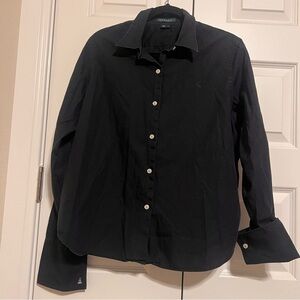 Lauren Ralph Lauren Women's Black Button Down Shirt with Cuffs